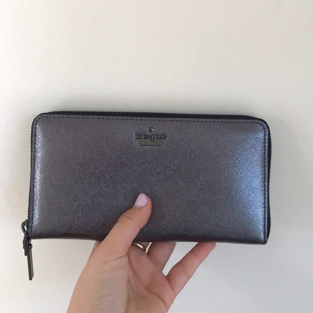 Metallic silver Kate spade wallet